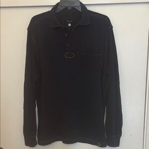 Thaddeus Dark Indigo Blue Long Sleeve Polo Shirt